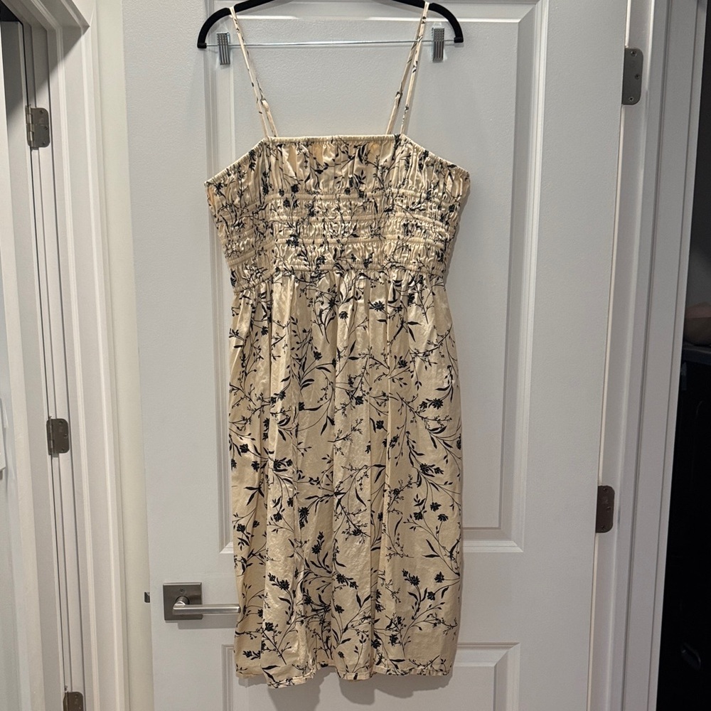 Abound Cream and Black Floral Midi Dress